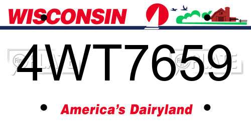 4WT7659 Wisconsin License Plate