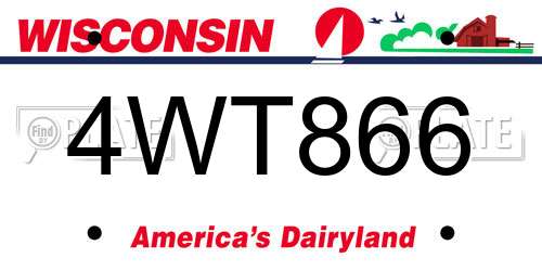 4WT866 Wisconsin License Plate