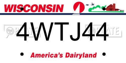 4WTJ44 Wisconsin License Plate