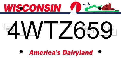4WTZ659 Wisconsin License Plate