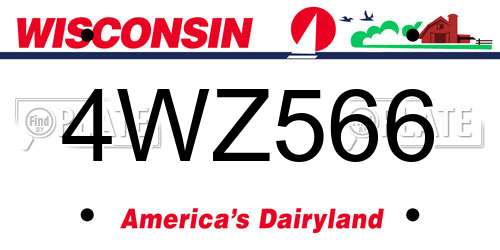 4WZ566 Wisconsin License Plate