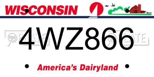 4WZ866 Wisconsin License Plate