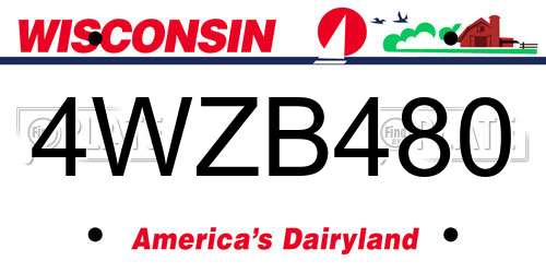4WZB480 Wisconsin License Plate
