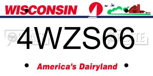 4WZS66 Wisconsin License Plate