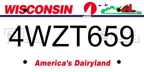4WZT659 Wisconsin License Plate