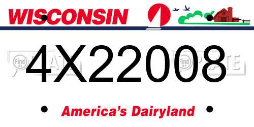 4X22008 Wisconsin License Plate