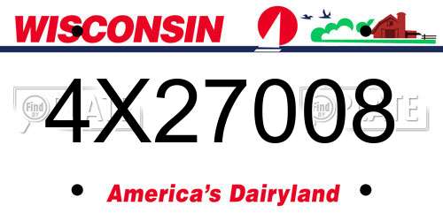 4X27008 Wisconsin License Plate
