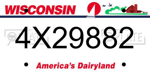 4X29882 Wisconsin License Plate
