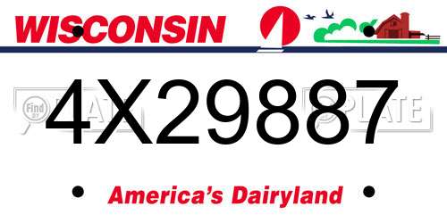4X29887 Wisconsin License Plate