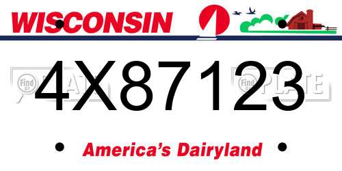 4X87123 Wisconsin License Plate