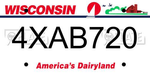 4XAB720 Wisconsin License Plate