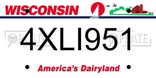 4XLI951 Wisconsin License Plate