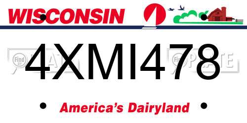 4XMI478 Wisconsin License Plate