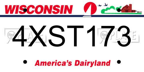 4XST173 Wisconsin License Plate