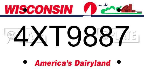4XT9887 Wisconsin License Plate
