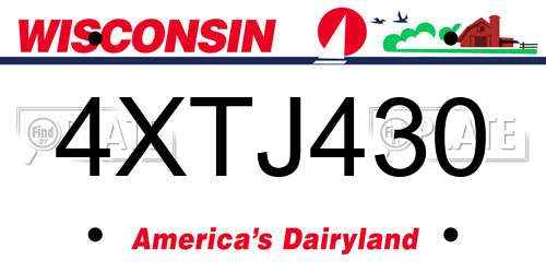 4XTJ430 Wisconsin License Plate