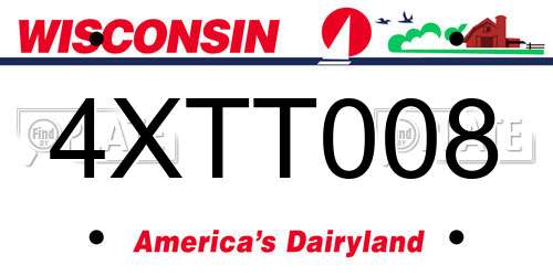 4XTT008 Wisconsin License Plate