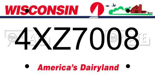 4XZ7008 Wisconsin License Plate