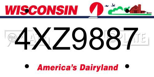 4XZ9887 Wisconsin License Plate
