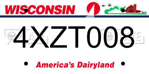 4XZT008 Wisconsin License Plate