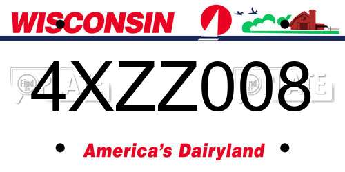 4XZZ008 Wisconsin License Plate