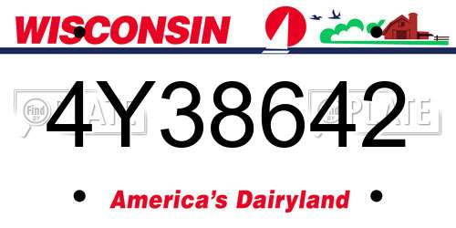 4Y38642 Wisconsin License Plate