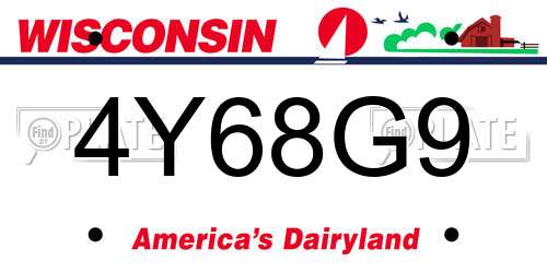 4Y68G9 Wisconsin License Plate