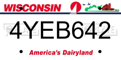 4YEB642 Wisconsin License Plate