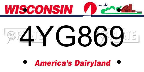 4YG869 Wisconsin License Plate