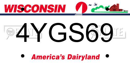 4YGS69 Wisconsin License Plate