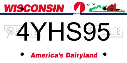 4YHS95 Wisconsin License Plate
