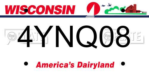 4YNQ08 Wisconsin License Plate