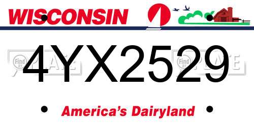 4YX2529 Wisconsin License Plate