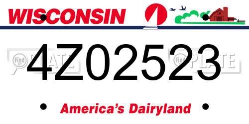 4Z02523 Wisconsin License Plate