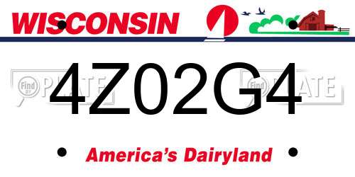 4Z02G4 Wisconsin License Plate