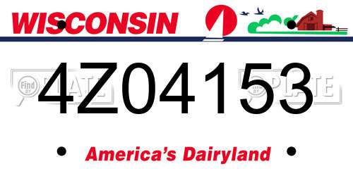 4Z04153 Wisconsin License Plate