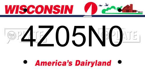 4Z05N0 Wisconsin License Plate