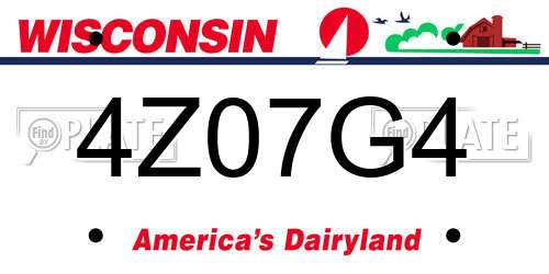 4Z07G4 Wisconsin License Plate
