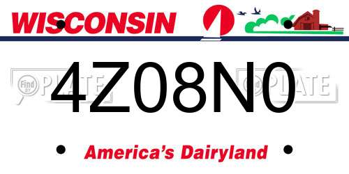 4Z08N0 Wisconsin License Plate