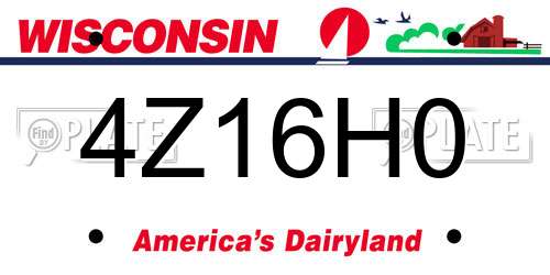 4Z16H0 Wisconsin License Plate
