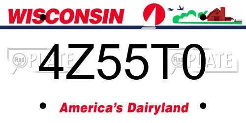 4Z55T0 Wisconsin License Plate