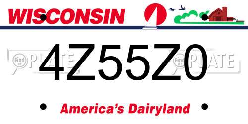 4Z55Z0 Wisconsin License Plate