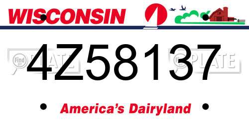 4Z58137 Wisconsin License Plate