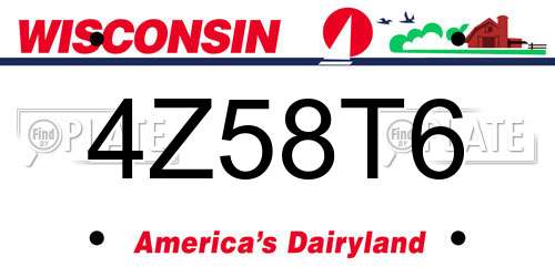 4Z58T6 Wisconsin License Plate