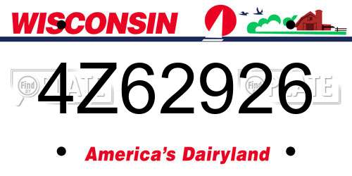 4Z62926 Wisconsin License Plate