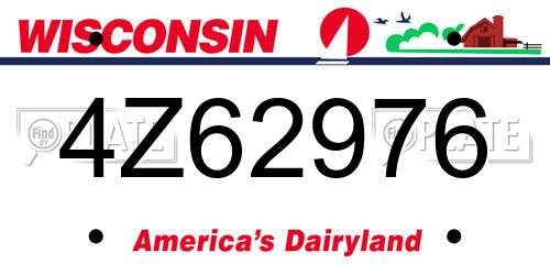 4Z62976 Wisconsin License Plate