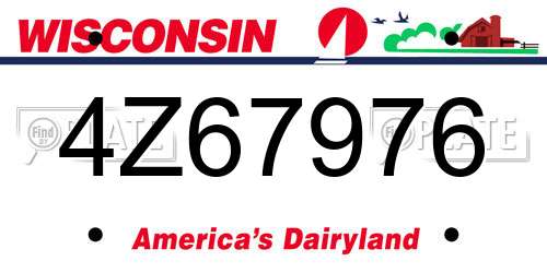 4Z67976 Wisconsin License Plate