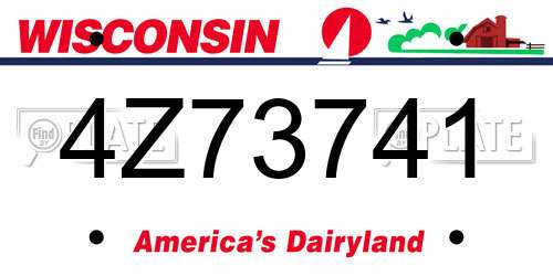4Z73741 Wisconsin License Plate