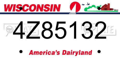 4Z85132 Wisconsin License Plate