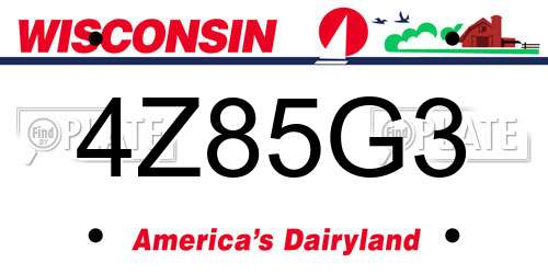 4Z85G3 Wisconsin License Plate